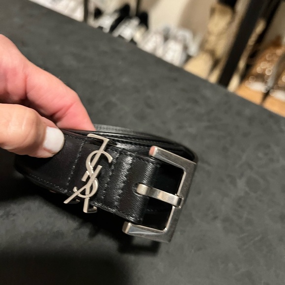 Authentic Saint Laurent YSL Monogram Cassandre Leather Belt 85 - Picture 10 of 14